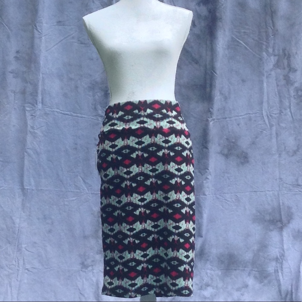 LulaRoe Skirt, black,teal and red, Large, NWT!